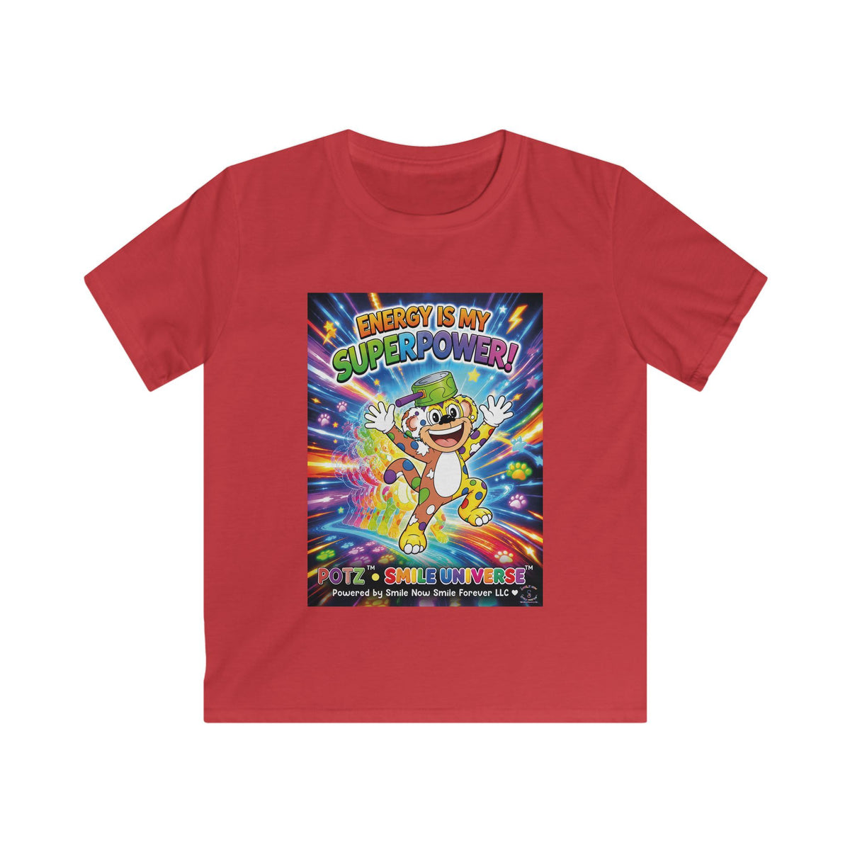 Potz™ Kids Softstyle Tee – "Energy is My Superpower!" Graphic Tee | Smile Universe Collection